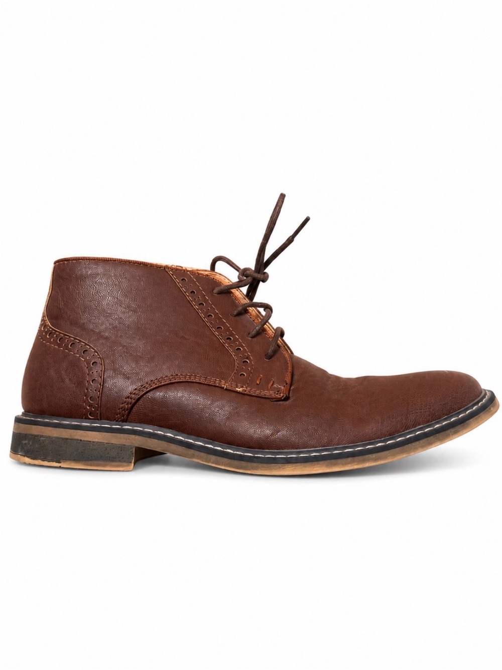 Steve Madden Men's Brown Leather Lace-Up Chukka Boot mid ankle SZ 7.5